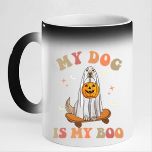 Groovy My Dog Is My Boo Ghost Dog Halloween Costume Gift 11oz Black Color Changing Mug