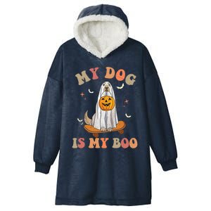 Groovy My Dog Is My Boo Ghost Dog Halloween Costume Gift Hooded Wearable Blanket