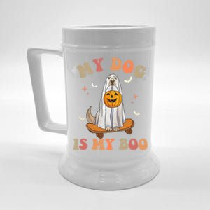 Groovy My Dog Is My Boo Ghost Dog Halloween Costume Gift Beer Stein