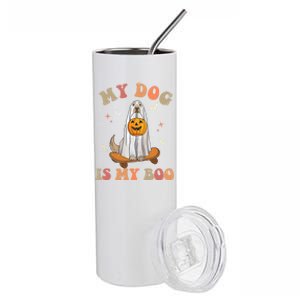 Groovy My Dog Is My Boo Ghost Dog Halloween Costume Gift Stainless Steel Tumbler