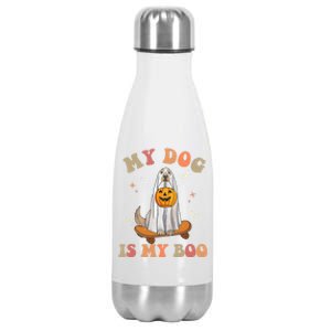 Groovy My Dog Is My Boo Ghost Dog Halloween Costume Gift Stainless Steel Insulated Water Bottle