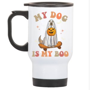 Groovy My Dog Is My Boo Ghost Dog Halloween Costume Gift Stainless Steel Travel Mug