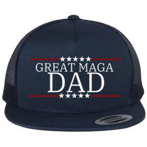 Great MAGA Dad Donald Trump Fathers Day Flat Bill Trucker Hat