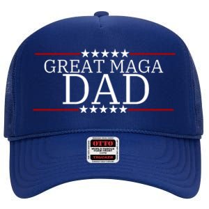 Great MAGA Dad Donald Trump Fathers Day High Crown Mesh Back Trucker Hat