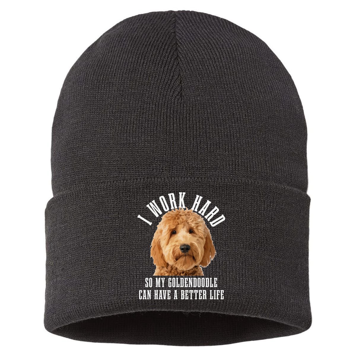 Goldendoodle Mom Doodle Dog Dad Funny Golden Doodle Sustainable Knit Beanie
