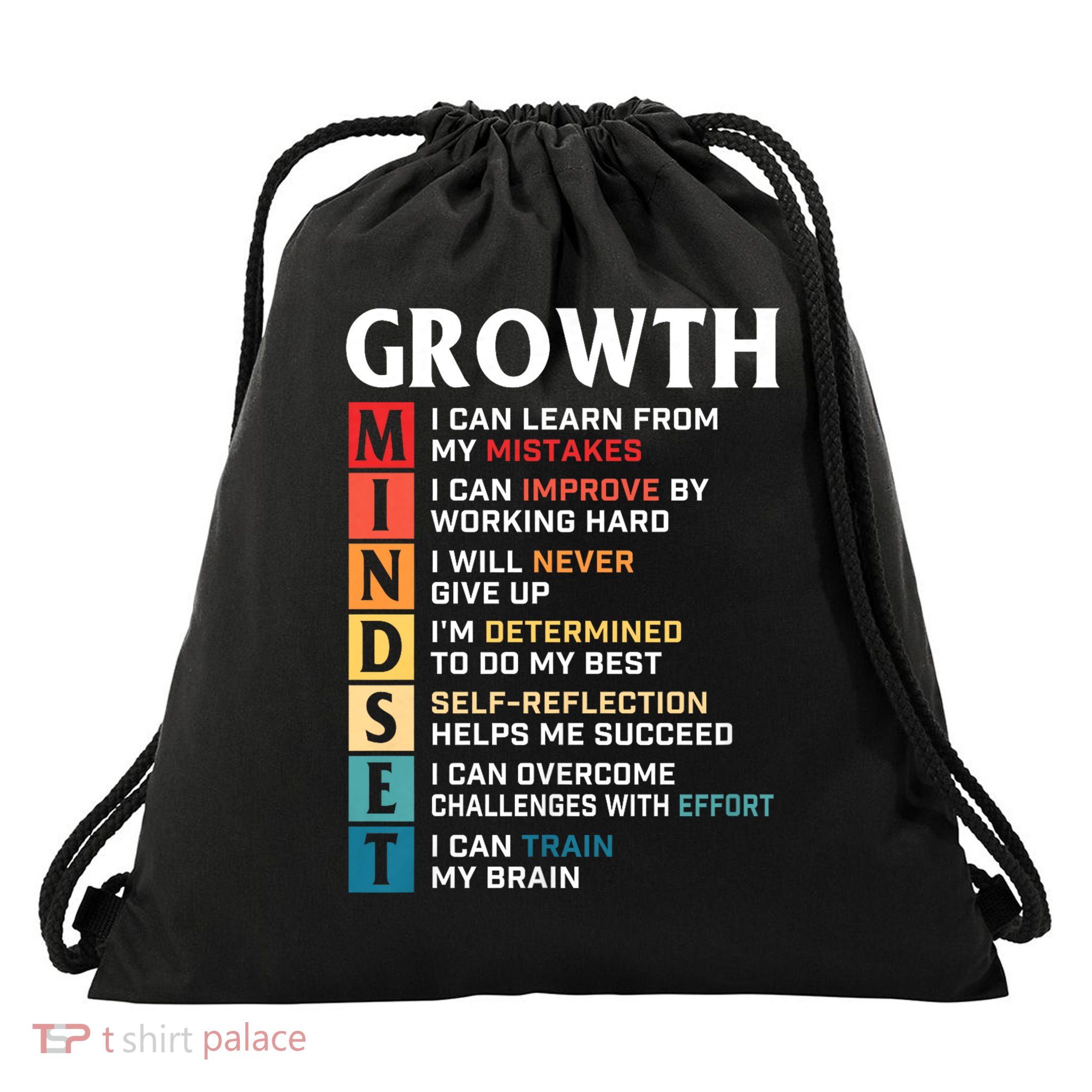 Growth Mindset Definition - Motivational Quote Inspiration Drawstring Bag