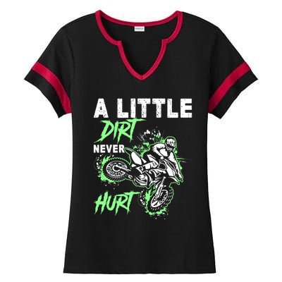 Green Motorcycle Dirt Bike Mx Motocrosss Boy Ladies Halftime Notch Neck Tee