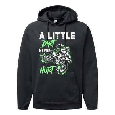 Green Motorcycle Dirt Bike Mx Motocrosss Boy Performance Fleece Hoodie