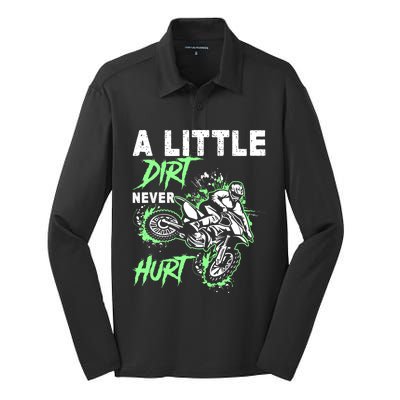 Green Motorcycle Dirt Bike Mx Motocrosss Boy Silk Touch Performance Long Sleeve Polo