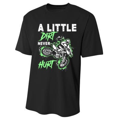 Green Motorcycle Dirt Bike Mx Motocrosss Boy Performance Sprint T-Shirt