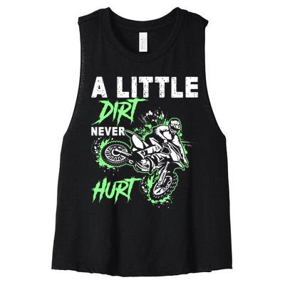 Green Motorcycle Dirt Bike Mx Motocrosss Boy Women's Racerback Cropped Tank