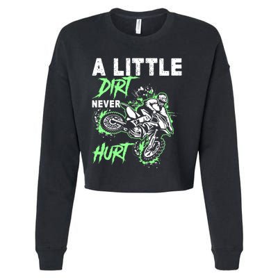 Green Motorcycle Dirt Bike Mx Motocrosss Boy Cropped Pullover Crew