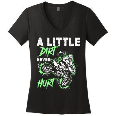 Green Motorcycle Dirt Bike Mx Motocrosss Boy Women's V-Neck T-Shirt