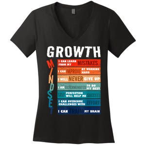 Growth Mindset Definition Motivational Quote Inspiration Women's V-Neck T-Shirt