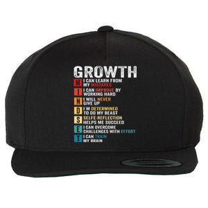 Growth Mindset Definition Motivational Quote Inspiration Wool Snapback Cap