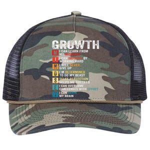 Growth Mindset Definition Motivational Quote Inspiration Retro Rope Trucker Hat Cap