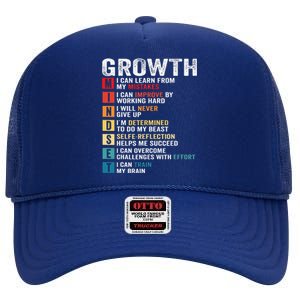 Growth Mindset Definition Motivational Quote Inspiration High Crown Mesh Back Trucker Hat