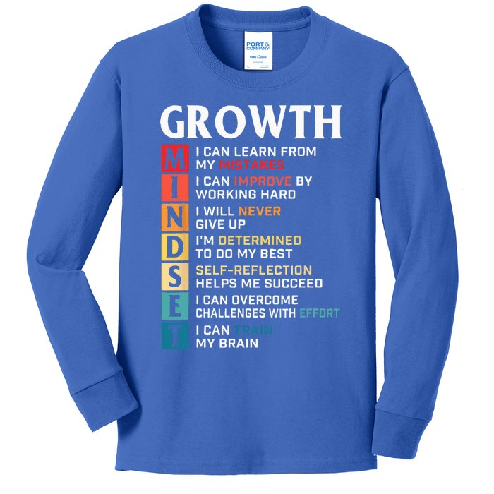 Growth Mindset Definition Motivational Quote Inspiration Kids Long Sleeve Shirt