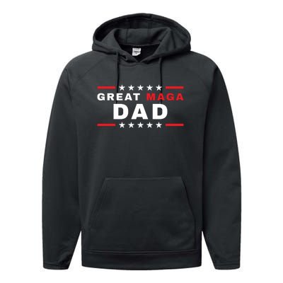 Great MAGA DAD Father's Day Gift Trump Supporter Birthday Performance Fleece Hoodie