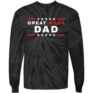 Great MAGA DAD Father's Day Gift Trump Supporter Birthday Tie-Dye Long Sleeve Shirt