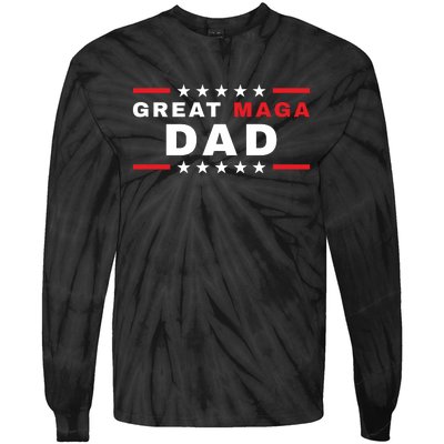 Great MAGA DAD Father's Day Gift Trump Supporter Birthday Tie-Dye Long Sleeve Shirt