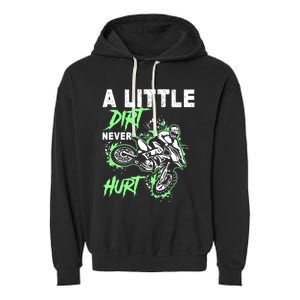 Green Motorcycle Dirt Bike Mx Motocrosss Boy Garment-Dyed Fleece Hoodie