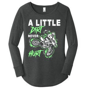 Green Motorcycle Dirt Bike Mx Motocrosss Boy Women's Perfect Tri Tunic Long Sleeve Shirt