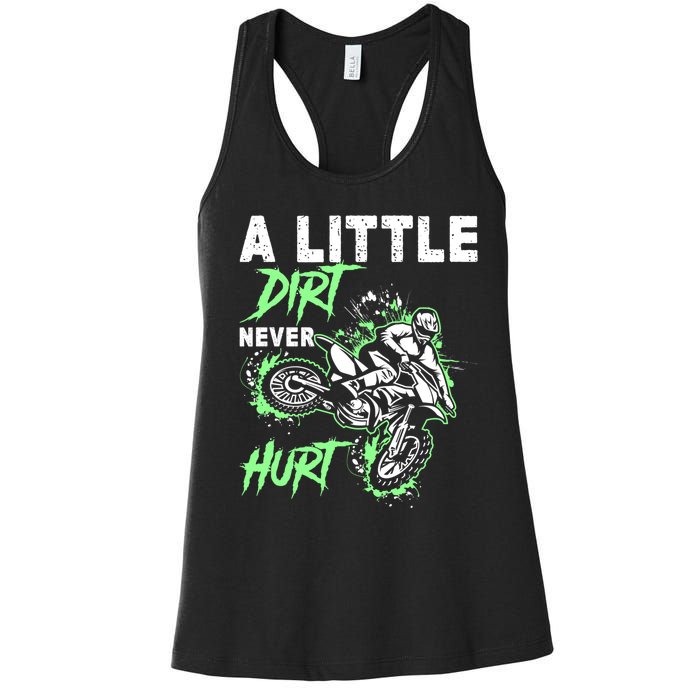 Green Motorcycle Dirt Bike Mx Motocrosss Boy Women's Racerback Tank