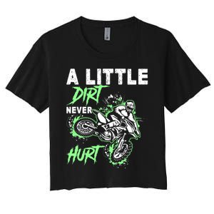 Green Motorcycle Dirt Bike Mx Motocrosss Boy Women's Crop Top Tee