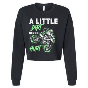 Green Motorcycle Dirt Bike Mx Motocrosss Boy Cropped Pullover Crew