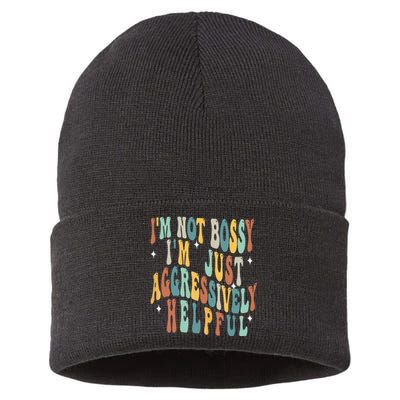 Groovy Mother's Day I'm Not Bossy I'm Aggressively Helpful Sustainable Knit Beanie