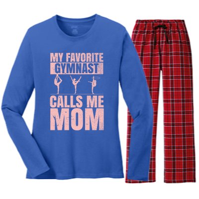 Gymnastics Mothers Day Acrobatic Sport Mom Gymnast Gift Women's Long Sleeve Flannel Pajama Set 