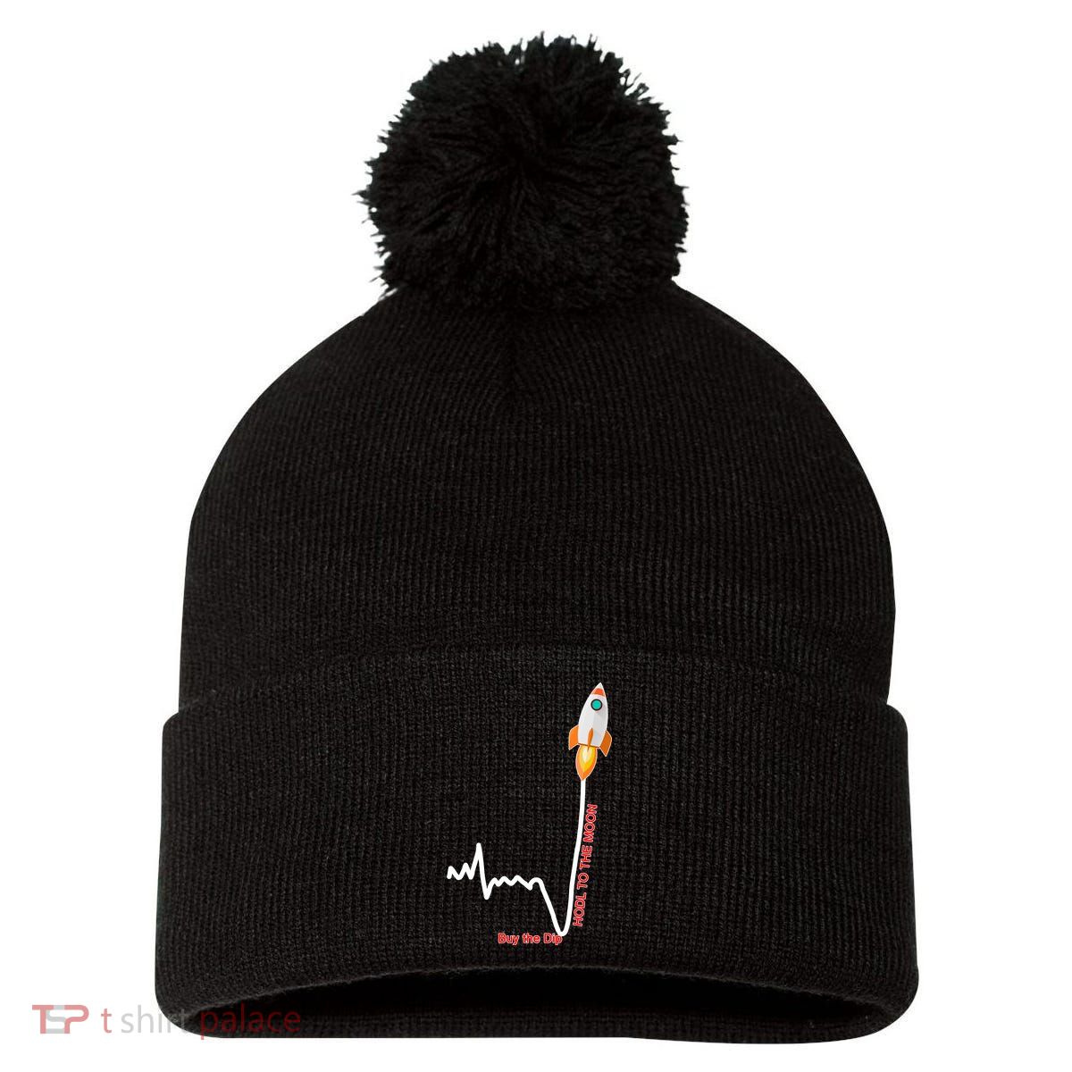 GME Stock AMC Hold To The Moon Buy The Dip Pom Pom 12in Knit Beanie