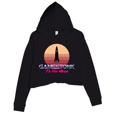 $GME Ticker Rocket Moon Gamestonk GME Gamestick Crop Fleece Hoodie