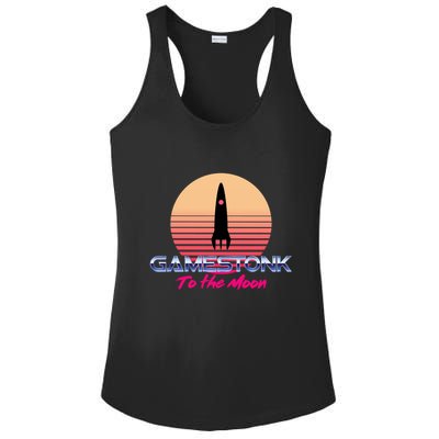 $GME Ticker Rocket Moon Gamestonk GME Gamestick Ladies PosiCharge Competitor Racerback Tank