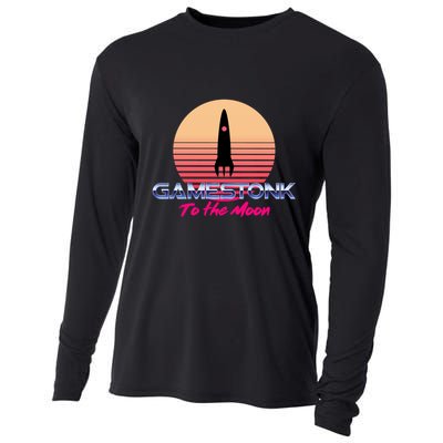 $GME Ticker Rocket Moon Gamestonk GME Gamestick Cooling Performance Long Sleeve Crew