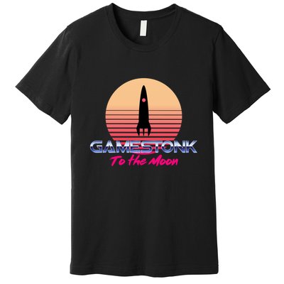 $GME Ticker Rocket Moon Gamestonk GME Gamestick Premium T-Shirt