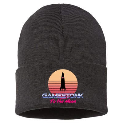 $GME Ticker Rocket Moon Gamestonk GME Gamestick Sustainable Knit Beanie