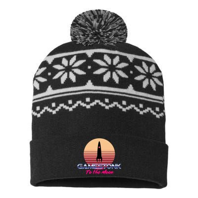 $GME Ticker Rocket Moon Gamestonk GME Gamestick USA-Made Snowflake Beanie