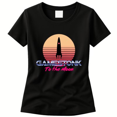 $GME Ticker Rocket Moon Gamestonk GME Gamestick Womens T-Shirt