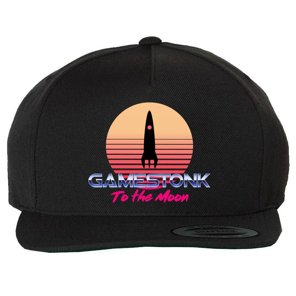 $GME Ticker Rocket Moon Gamestonk GME Gamestick Wool Snapback Cap