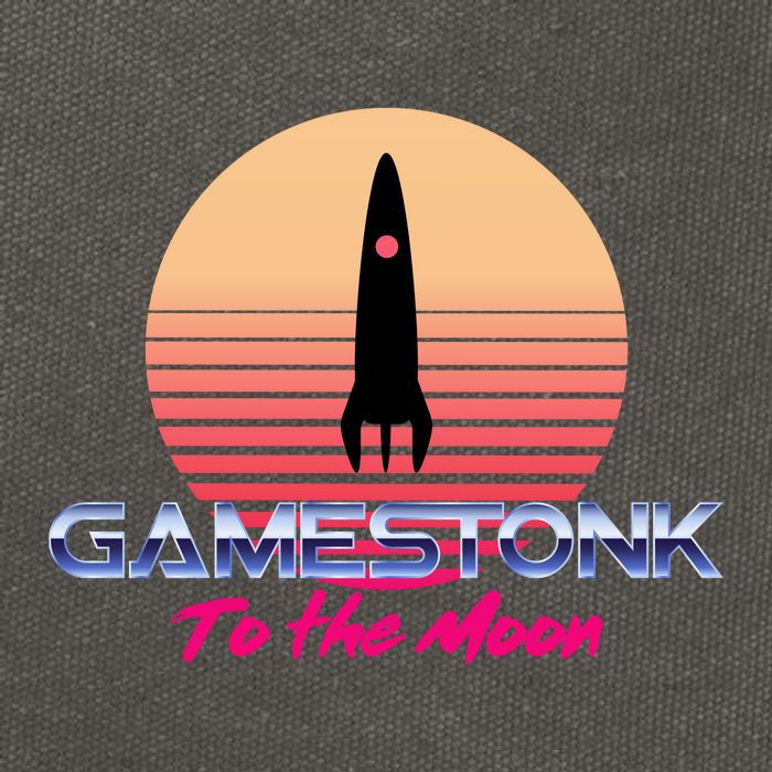 $GME Ticker Rocket Moon Gamestonk GME Gamestick Cotton Canvas Backpack