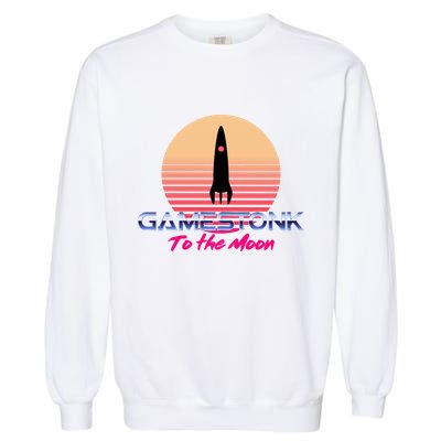 $GME Ticker Rocket Moon Gamestonk GME Gamestick Garment-Dyed Sweatshirt