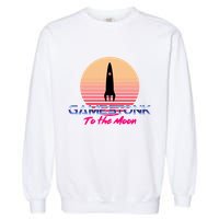 $GME Ticker Rocket Moon Gamestonk GME Gamestick Garment-Dyed Sweatshirt