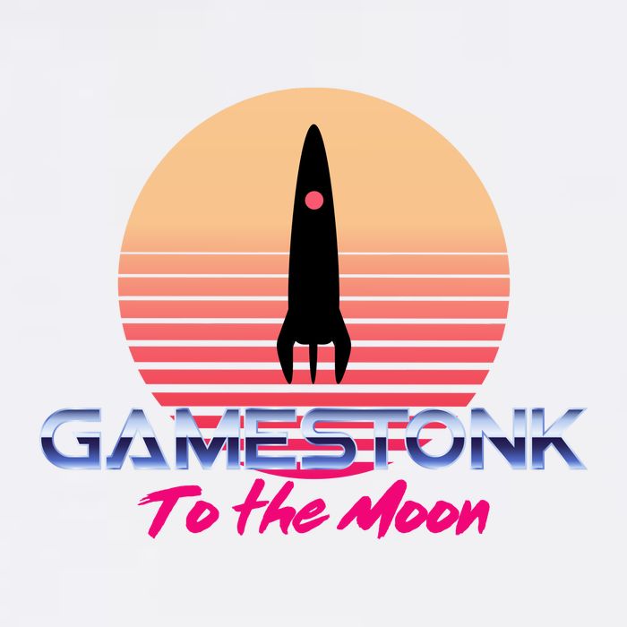 $GME Ticker Rocket Moon Gamestonk GME Gamestick Garment-Dyed Sweatshirt
