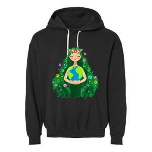 Green Mother Earth Day Save Our Planet Garment-Dyed Fleece Hoodie