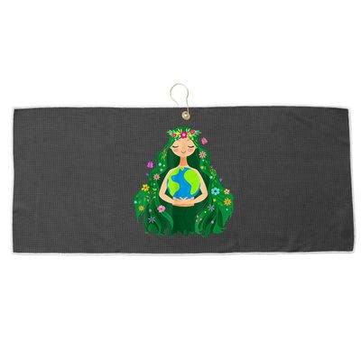 Green Mother Earth Day Save Our Planet Large Microfiber Waffle Golf Towel