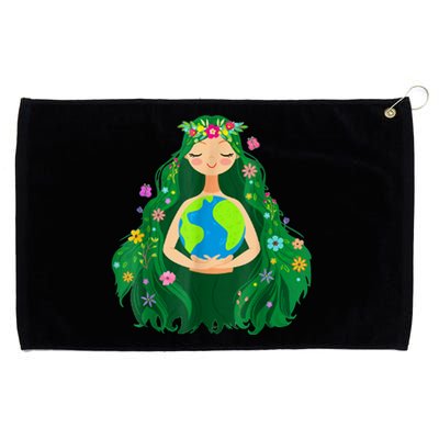 Green Mother Earth Day Save Our Planet Grommeted Golf Towel