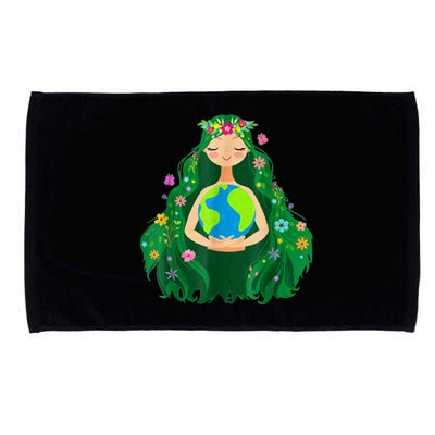 Green Mother Earth Day Save Our Planet Microfiber Hand Towel