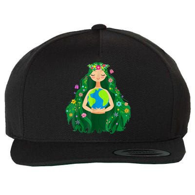 Green Mother Earth Day Save Our Planet Wool Snapback Cap